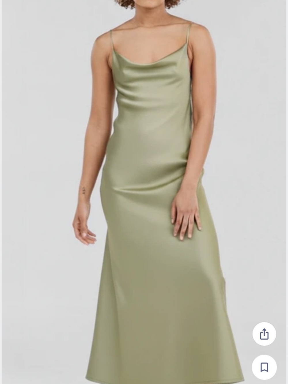 Satin Slip Backless Dress in Olive Green